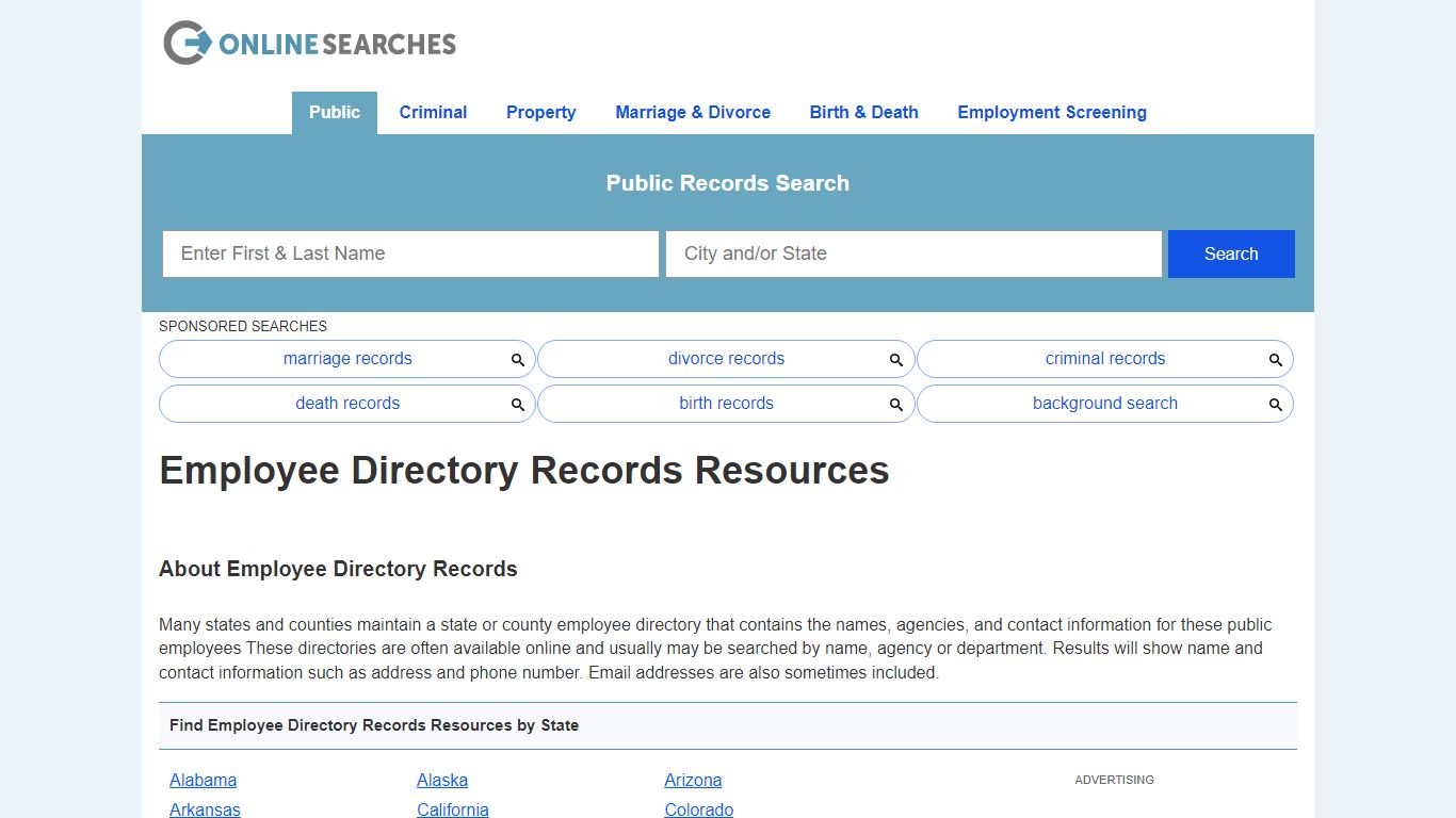 Employee Directory Records Search Directory - OnlineSearches.com
