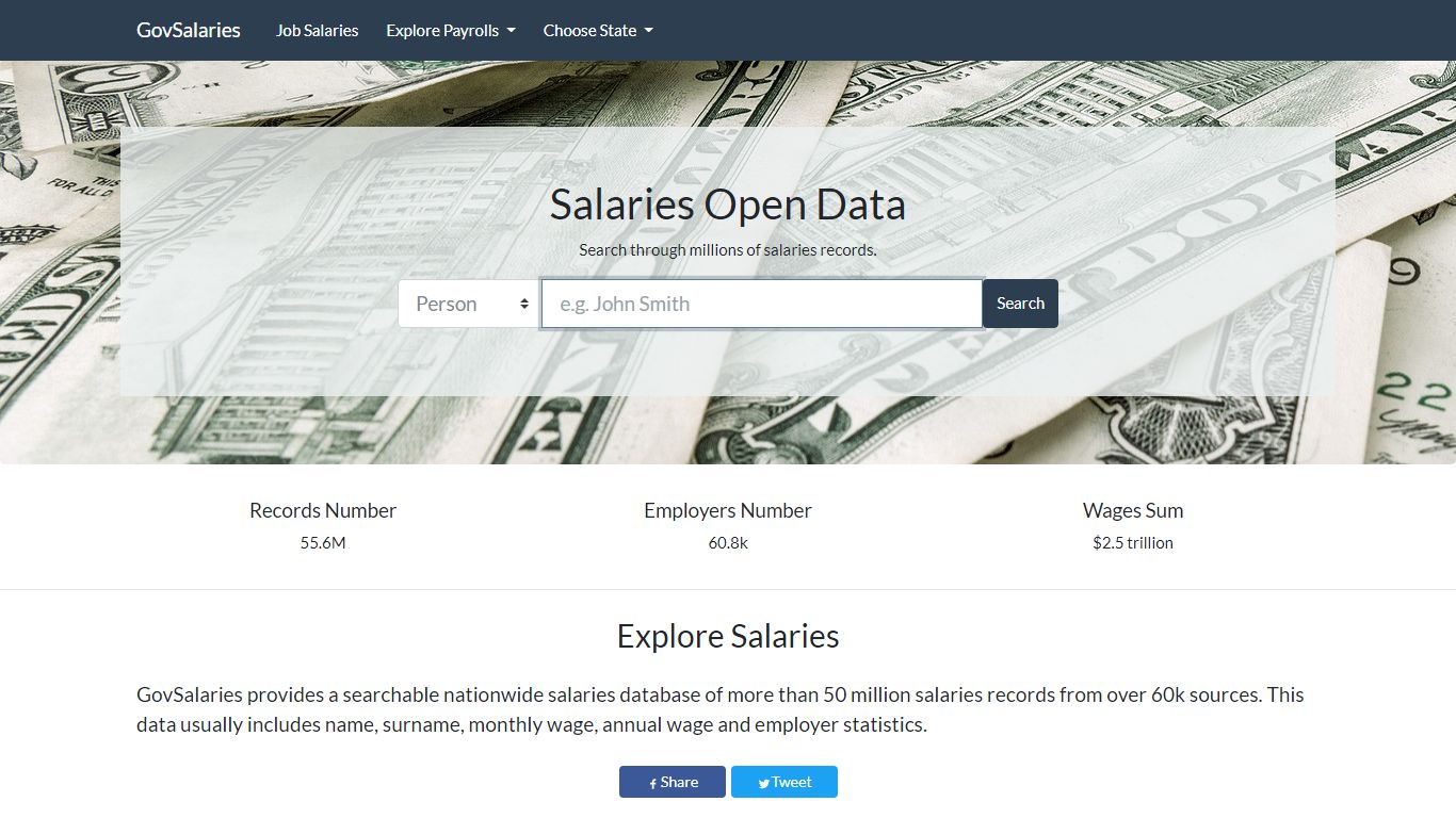 GovSalaries: salaries database, government employees, government salaries